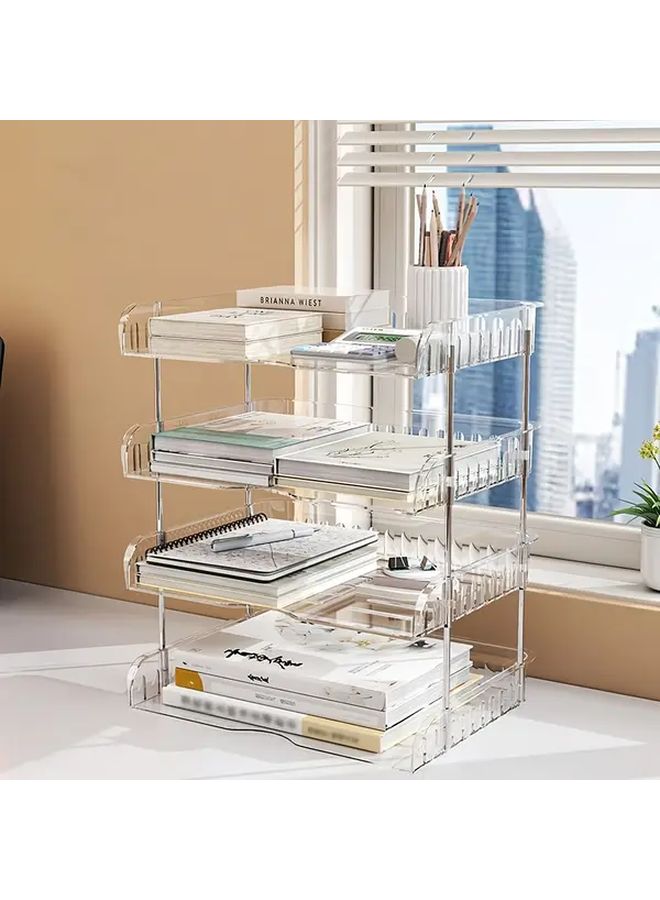 Transparent 3 Layer Stackable File Organizer Heavy Duty Plastic Open Shelving - Image 2